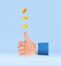 3D Hand of Businessman Tossing Golden Coin Royalty Free Stock Photo