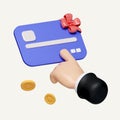 3d Hand with credit cards, card payment, credit card accept, cashless society concept. 3d rendering illustration Royalty Free Stock Photo