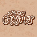 3d hand lettering Merry Christmas. Christmas baking doodle background Royalty Free Stock Photo