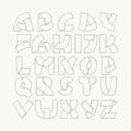 2d hand drawn alphabet letters from A to Z in simple outline style. Decorative calligraphy font, good for writing quotes and title Royalty Free Stock Photo