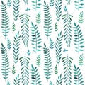 Seamless natural botanical watercolor pattern