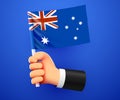 3d hand holding Australia National flag.