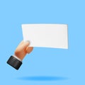 3D Hand Holding Blank Paper Royalty Free Stock Photo