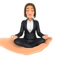3d hand holding business woman doing yoga Royalty Free Stock Photo