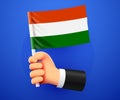 3d hand holding Hungary National flag