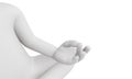 3D hand perform meditation as yoga isolated with white background