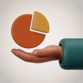 3D Hand Presenting Exploded Pie Chart for Data Analysis Royalty Free Stock Photo