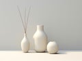 3D, handcrafted clay vases set against a minimal background.