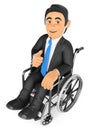 3D Handicapped businessman with thumb up