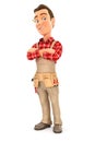 3d handyman standing with arms crossed