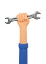 3d handymen hand holds spanner