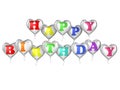 3D Happy Birthday helium balloons isolated on white background