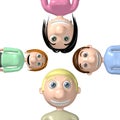 3D cartoon family - parents and children - mother, father, daughter and son - heads together