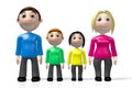 3D cartoon family - mohter, father, kids