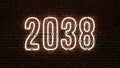 3D 2038 Happy New Year Neon Light Royalty Free Stock Photo