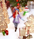 Happy woman celebrating a christmas Royalty Free Stock Photo