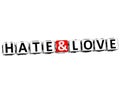 3D Hate and Love Crossword Block text on white background