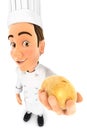 3d head chef holding a potato