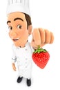 3d head chef holding a strawberry