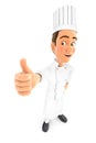 3d head chef standing with thumb up