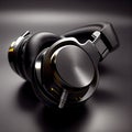 Headfone audio black chrome Royalty Free Stock Photo