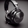 Headfone audio black chrome Royalty Free Stock Photo