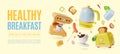 3d Healthy Breakfast Specialty Recipe Book Placard Poster Banner Card Template Cartoon Style. Vector Royalty Free Stock Photo