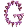 3D heart diamond font design