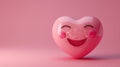 3D Heart emoji. Valentines day. Pink heart emoticon, Ai Generated