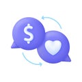 3D Heart exchange icon. Donation concept. Modern vector in 3d style Royalty Free Stock Photo