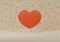 3d heart floating over a penalty on a cream color background. 3D Illustration