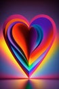 Tall heart multi colored shape in vivid rainbow colors. Generative Ai