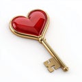 3d heart key, isolate on white background Royalty Free Stock Photo