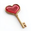 3d heart key, isolate on white background Royalty Free Stock Photo