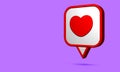 3d heart like Social network Bubbly Icon. white Bubble and Red Heart love Social media Button. Modern Minimal design Royalty Free Stock Photo