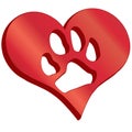 3D heart with pawprint