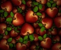 3D Heart Shaped Apples Background
