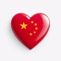 3D heart-shaped China flag, isolated on a white background, serves as a powerful symbol of British patriotism Royalty Free Stock Photo