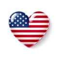 3D heart-shaped US flag, isolated on a white background, is a powerful symbol of American patriotism Royalty Free Stock Photo