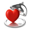 3d Heart on a silver platter