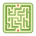 3d hedge maze top view, cobbled yard background