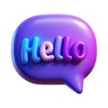 3d hello speech bubble isolated on transparent background Royalty Free Stock Photo