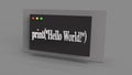 3d Hello world in python. Coding illustration of programming language. Royalty Free Stock Photo