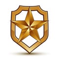 3d heraldic vector template with pentagonal golden star