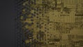 3d hexagon abstract background. Black grid honeycomb texture digital futuristic surface. Technology, computers, network