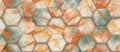 3D hexagon made of colorful Marble decor. Material multicolor marble.