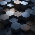 3D hexagonal blocks form a textured surface with varying shades of Royalty Free Stock Photo