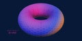 3D hexagonal geometric color shape. Torus consisting of poligonales. Digital concept scientific, technology and computing
