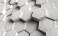 3d hexagons background, made of marble material in frontal view. 3d render illustration. Royalty Free Stock Photo