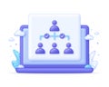 3d Hierarchy Icon on Computer. Enterprise management subordinate structure. Delegating, assignment.